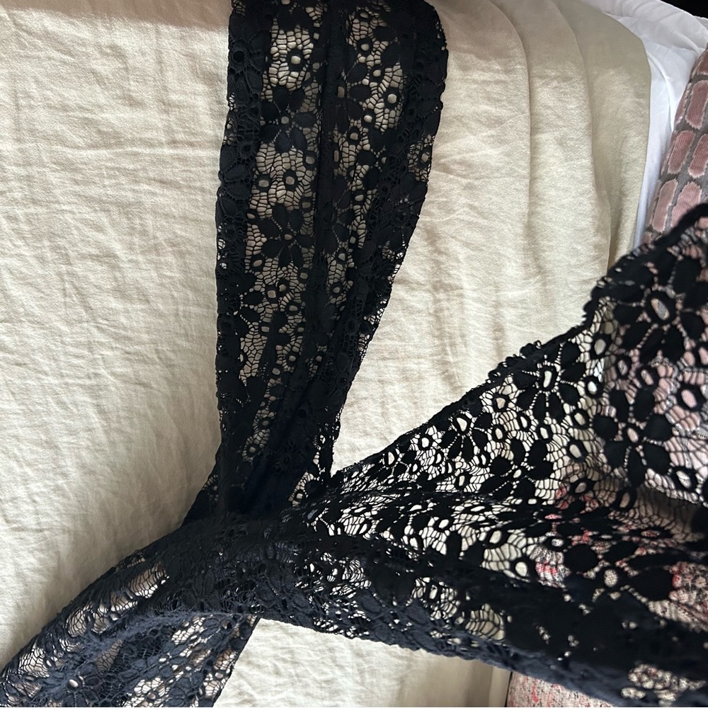 Sage Black Lace Maxi Dress with Nude Lining - Picture 8 of 9